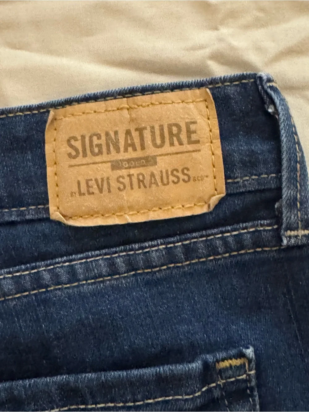 Signature by Levi Strauss Dark Blue Denim Roll-Cuff Jean Shorts